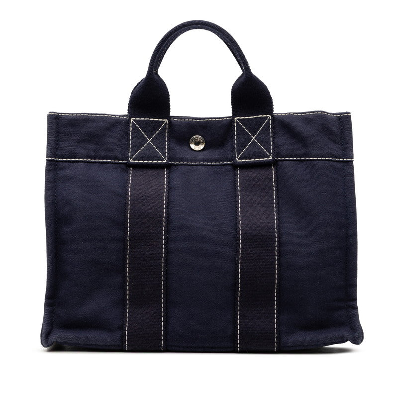 エルメス フールトゥ PM ハンドバッグ ネイビー キャンバス レディース HERMES 【中古】