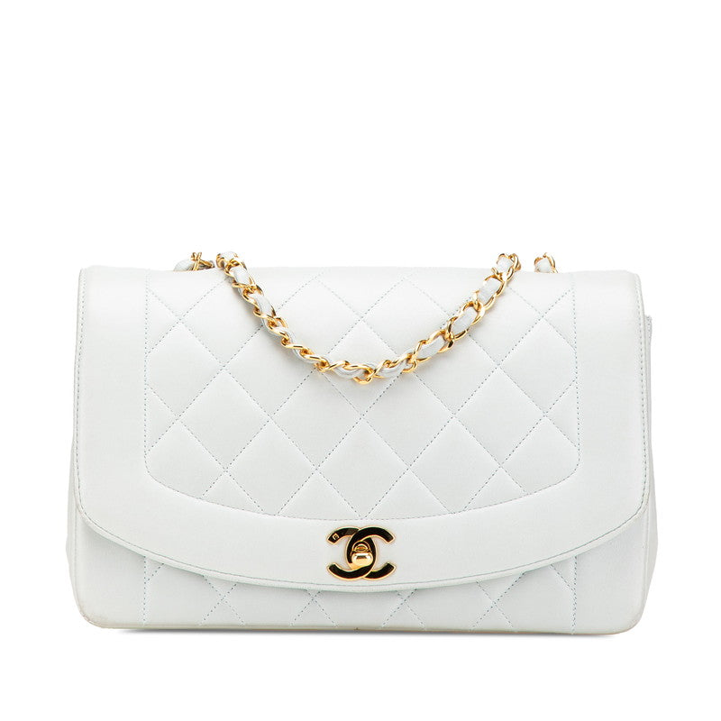 シャネル ダイアナ ココマーク 斜め掛け チェーン ショルダーバッグ ライトブルー ラムスキン レディース CHANEL 【中古】