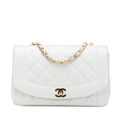 シャネル ダイアナ ココマーク 斜め掛け チェーン ショルダーバッグ ライトブルー ラムスキン レディース CHANEL 【中古】