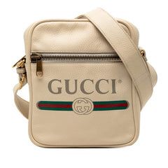 グッチ ロゴプリント ショルダーバッグ 523591 ホワイト マルチカラー レザー レディース GUCCI 中古