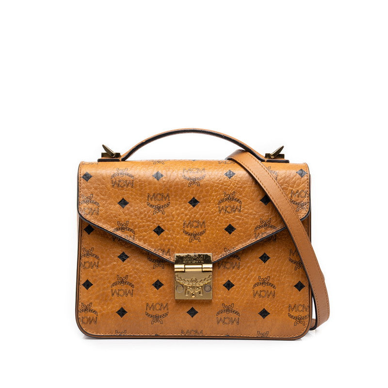 エム シー エム ロゴグラム ヴィセトス パトリシア ショルダーバッグ ハンドバッグ 2way ブラウン レザー レディース MCM 中古
