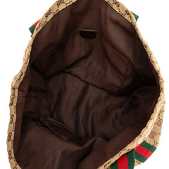 グッチ GGキャンバス シェリーライン トートバッグ 189669 ベージュ キャンバス レザー レディース GUCCI 【中古】