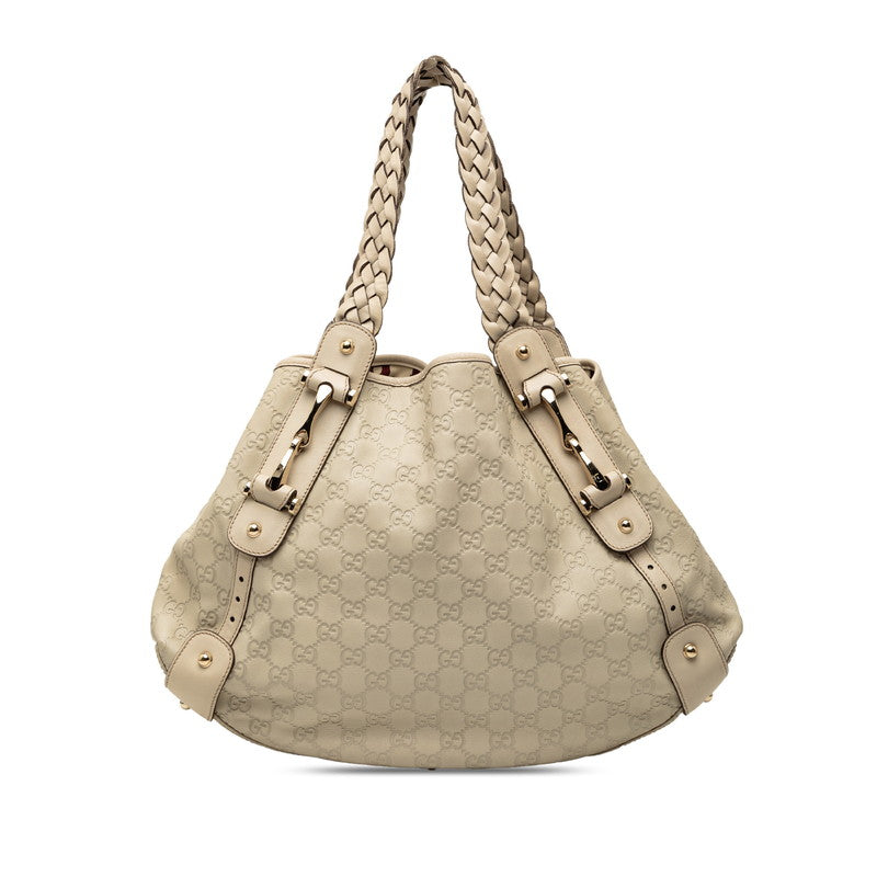 グッチ グッチシマ ホースビット ハンドバッグ トートバッグ 137621 ベージュ アイボリー ストロー レザー レディース GUCCI 【中古】