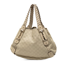 グッチ グッチシマ ホースビット ハンドバッグ トートバッグ 137621 ベージュ アイボリー ストロー レザー レディース GUCCI 【中古】