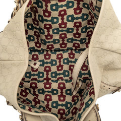 グッチ グッチシマ ホースビット ハンドバッグ トートバッグ 137621 ベージュ アイボリー ストロー レザー レディース GUCCI 【中古】