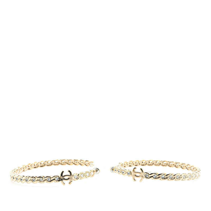 シャネル ココマーク フープピアス シャンパンゴールド メッキ ラインストーン レディース CHANEL 【中古】