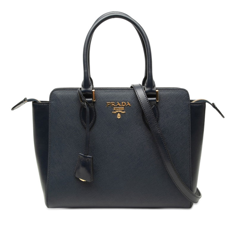 プラダ ハンドバッグ ショルダーバッグ 2WAY 1BA113 ネイビー サフィアーノレザー レディース PRADA 【中古】