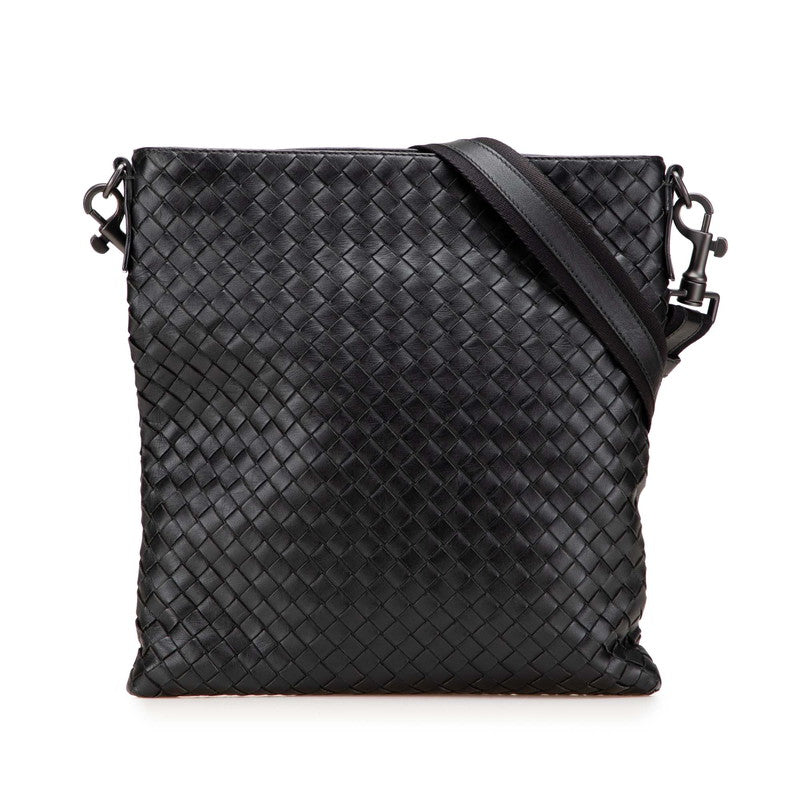 ボッテガヴェネタ イントレチャート ショルダーバッグ ブラック レザー レディース BOTTEGAVENETA 【中古】