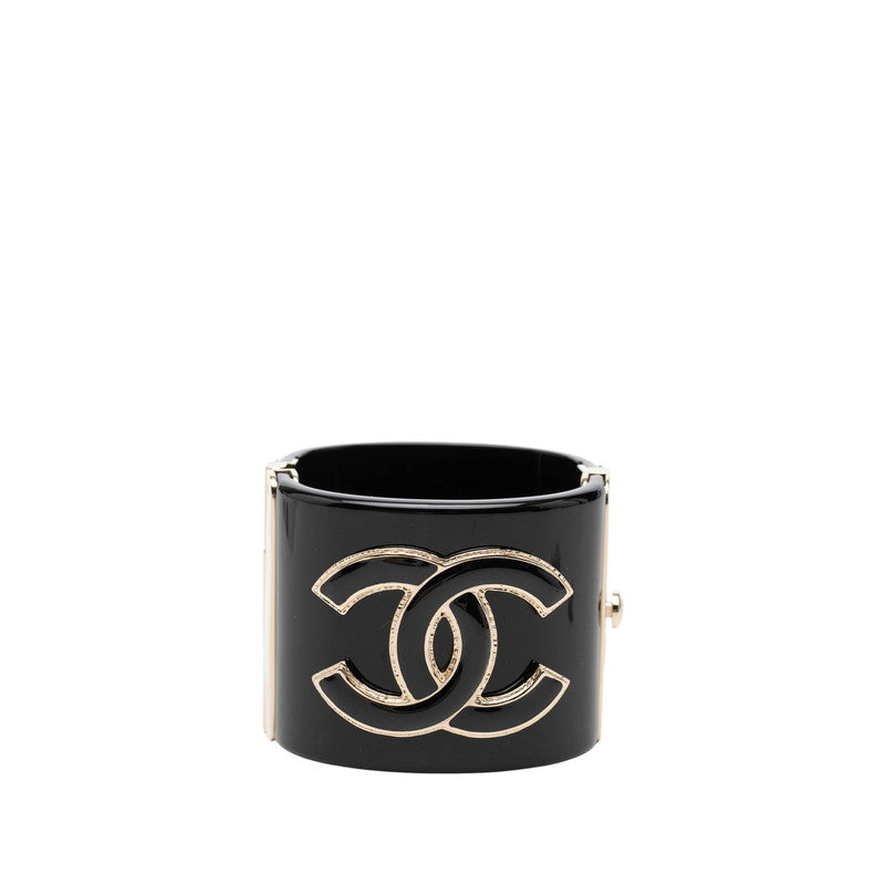 シャネル ココマーク ブレスレット バングル G22A ブラック ゴールド メッキ プラスチック レディース CHANEL 【中古】