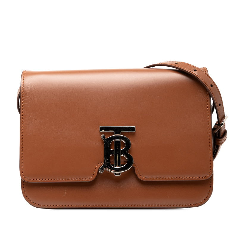 バーバリー TBロゴ ショルダーバッグ ブラウン レザー レディース BURBERRY 【中古】