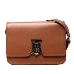 バーバリー TBロゴ ショルダーバッグ ブラウン レザー レディース BURBERRY 【中古】