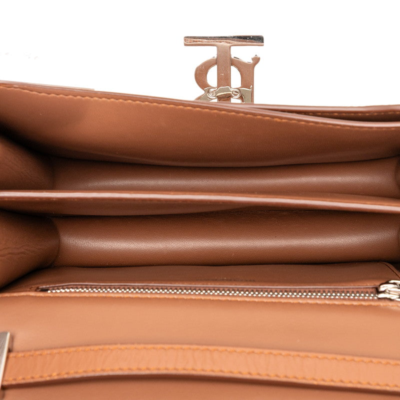 バーバリー TBロゴ ショルダーバッグ ブラウン レザー レディース BURBERRY 【中古】