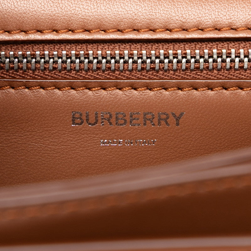 バーバリー TBロゴ ショルダーバッグ ブラウン レザー レディース BURBERRY 【中古】