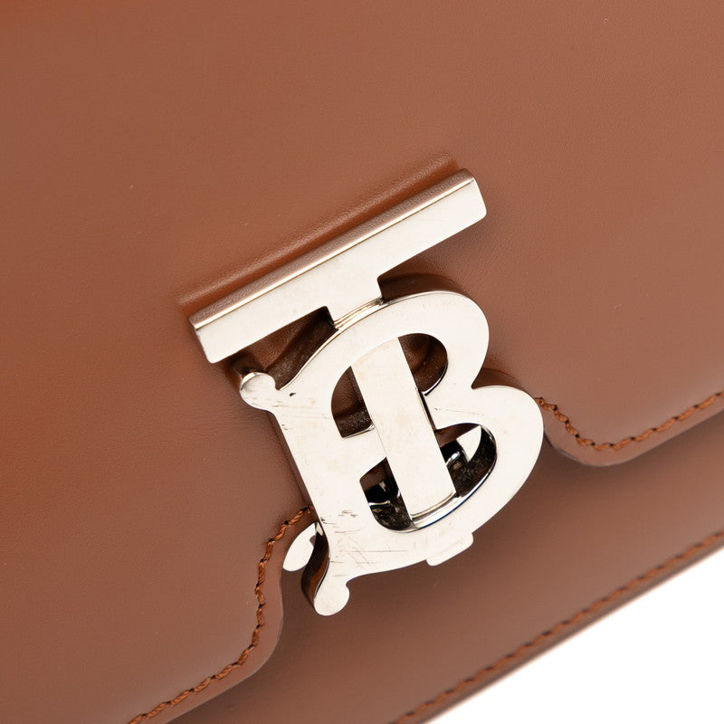 バーバリー TBロゴ ショルダーバッグ ブラウン レザー レディース BURBERRY 【中古】