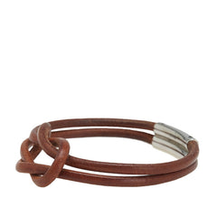 エルメス ヘラクリード ブレスレット 2連 ブラウン レザー レディース HERMES 【中古】