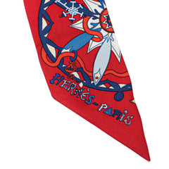 エルメス ツイリー La Folle Parade ラ フォル パラード スカーフ レッド マルチカラー シルク レディース HERMES 【中古】