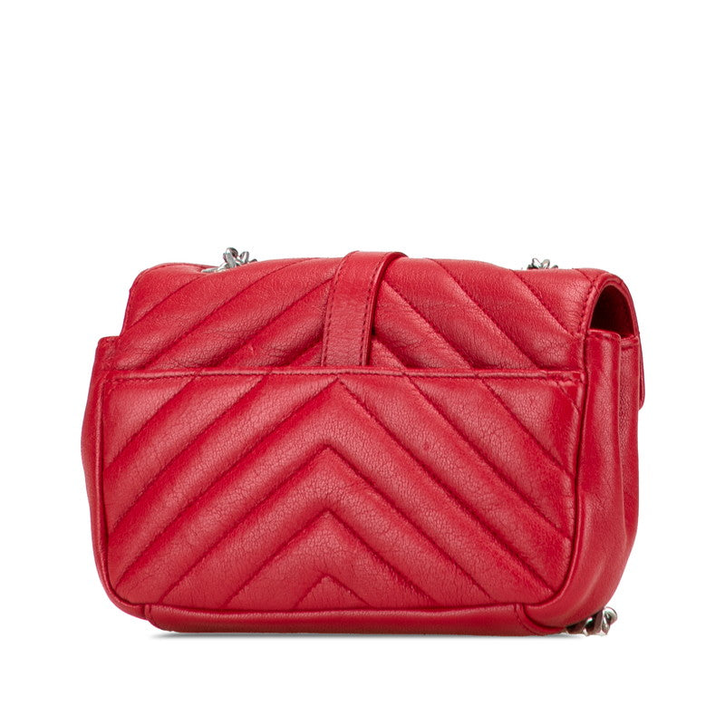 サンローラン ベイビーチャイ チェーン ショルダーバッグ 399289 レッド シルバー レザー レディース SAINT LAURENT 【中古】