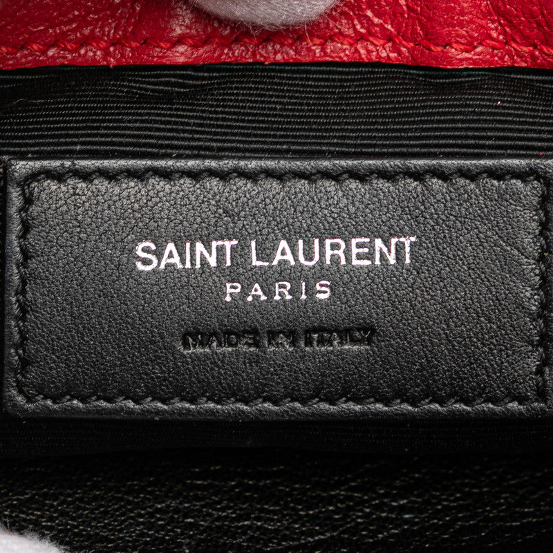 サンローラン ベイビーチャイ チェーン ショルダーバッグ 399289 レッド シルバー レザー レディース SAINT LAURENT 【中古】