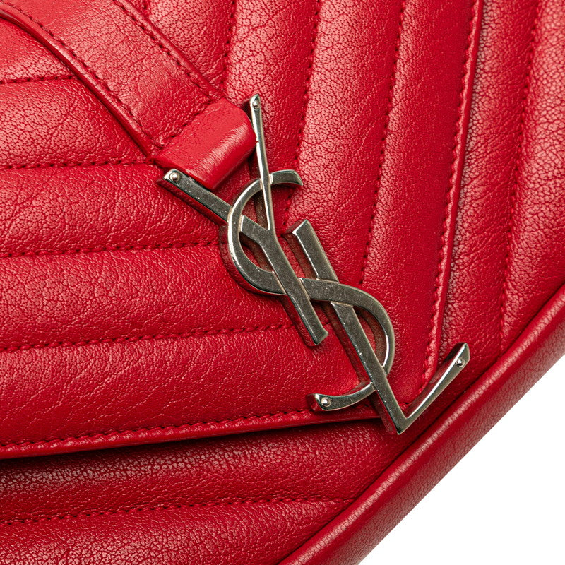 サンローラン ベイビーチャイ チェーン ショルダーバッグ 399289 レッド シルバー レザー レディース SAINT LAURENT 【中古】