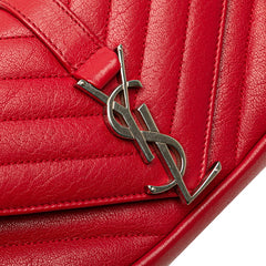 サンローラン ベイビーチャイ チェーン ショルダーバッグ 399289 レッド シルバー レザー レディース SAINT LAURENT 【中古】