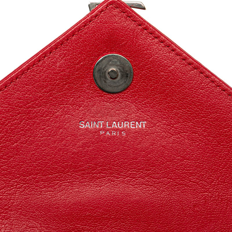 サンローラン ベイビーチャイ チェーン ショルダーバッグ 399289 レッド シルバー レザー レディース SAINT LAURENT 【中古】