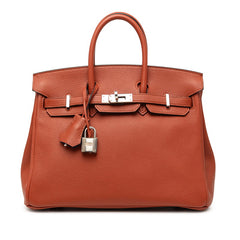 エルメス バーキン25 ハンドバッグ 内縫い オレンジ系 シルバー金具 トリヨンノビーヨ レディース HERMES 【中古】