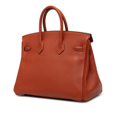エルメス バーキン25 ハンドバッグ 内縫い オレンジ系 シルバー金具 トリヨンノビーヨ レディース HERMES 【中古】