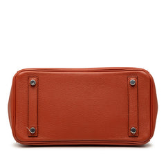 エルメス バーキン25 ハンドバッグ 内縫い オレンジ系 シルバー金具 トリヨンノビーヨ レディース HERMES 【中古】