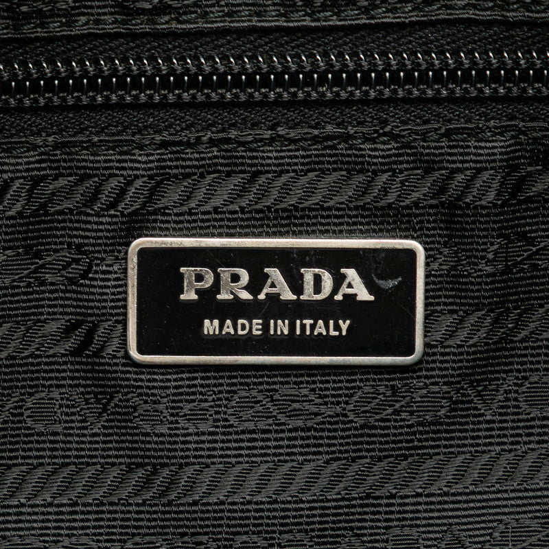 プラダ サフィアーノ 三角ロゴプレート 斜め掛け ショルダーバッグ ブラック ナイロン レザー レディース PRADA 【中古】