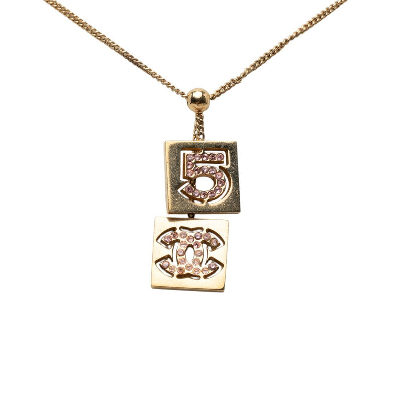シャネル NO.5 ココマーク ペンダント ネックレス 02P ゴールド メッキ ラインストーン レディース CHANEL 【中古】