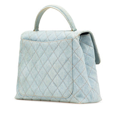 シャネル ココマーク キルティング ハンドバッグ トップハンドル ライトブルー デニム レディース CHANEL 【中古】