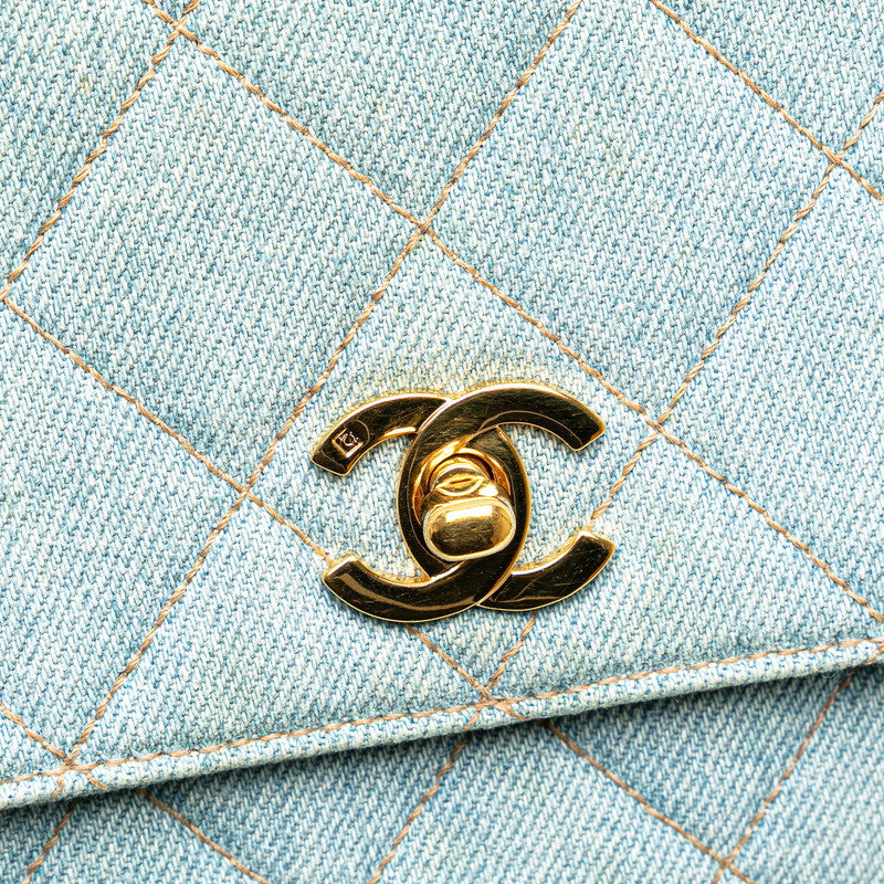 シャネル ココマーク キルティング ハンドバッグ トップハンドル ライトブルー デニム レディース CHANEL 【中古】