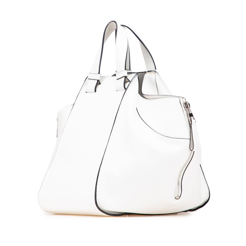 ロエベ ハンモック ミディアム ハンドバッグ ショルダーバッグ 2WAY ホワイト レザー レディース LOEWE 【中古】