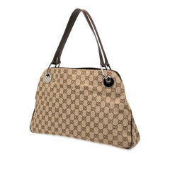 グッチ GGキャンバス トートバッグ ワンショルダーバッグ 121023 ベージュ ブラウン キャンバス レザー レディース GUCCI 【中古】