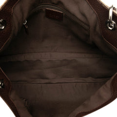 グッチ GGキャンバス トートバッグ ワンショルダーバッグ 121023 ベージュ ブラウン キャンバス レザー レディース GUCCI 【中古】