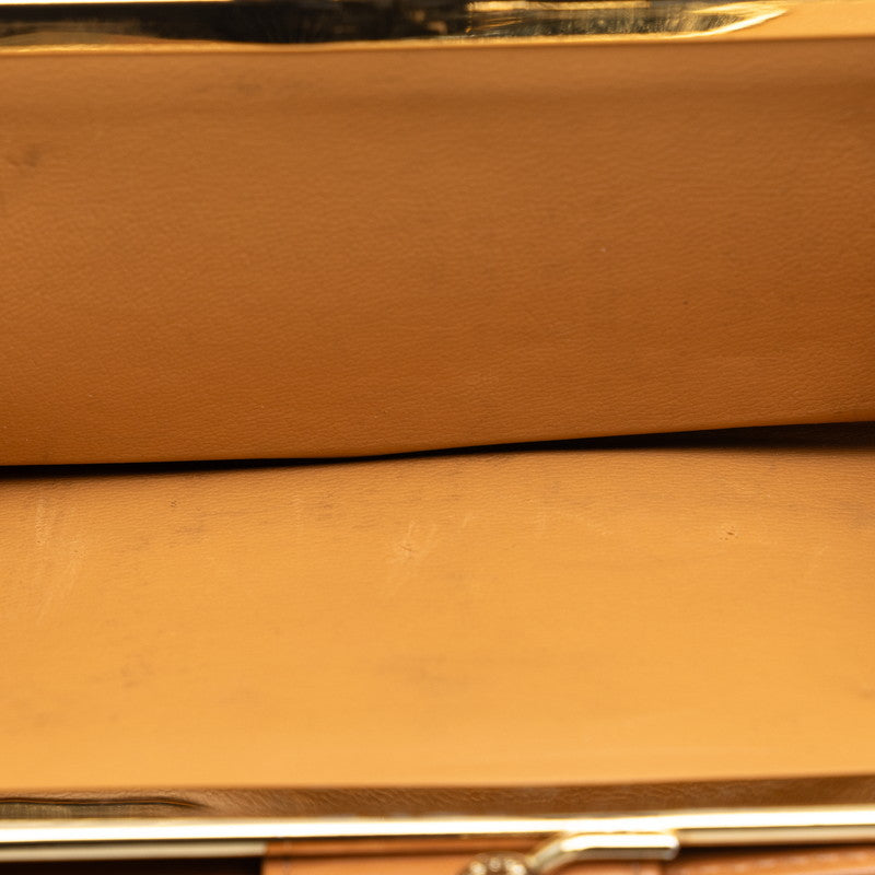 セリーヌ マカダム がま口 長財布 ブラウン PVC レザー レディース CELINE 【中古】