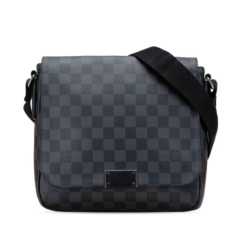 ルイ ヴィトン ダミエ グラフィット ディストリクトPM 斜め掛け ショルダーバッグ N41260 ブラック PVC レザー メンズ LOUIS VUITTON 【中古】