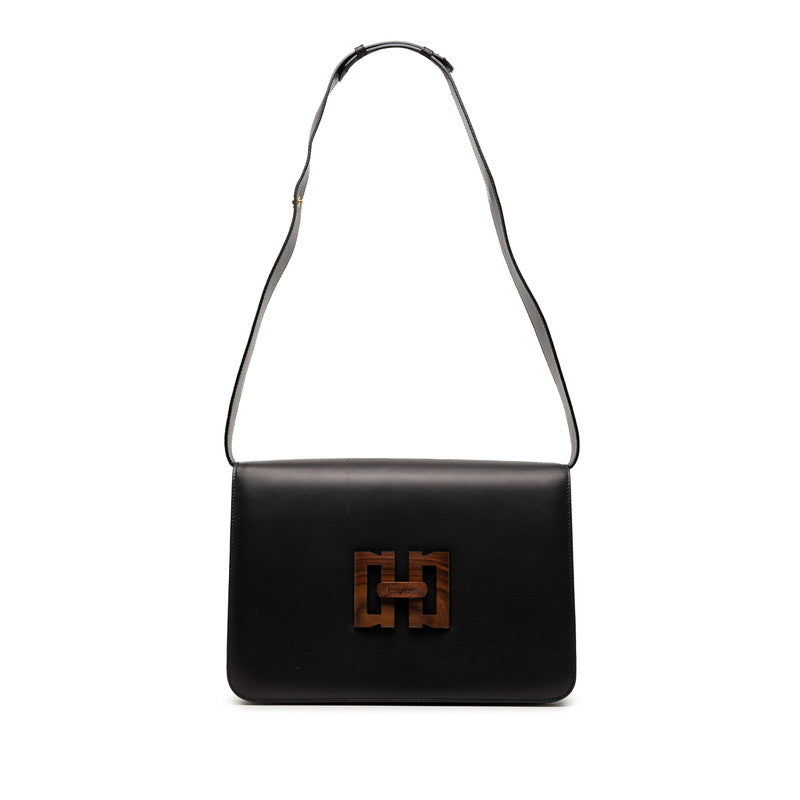 サルヴァトーレフェラガモ ロゴ 肩掛け ショルダーバッグ ブラック レザー レディース Salvatore Ferragamo 【中古】
