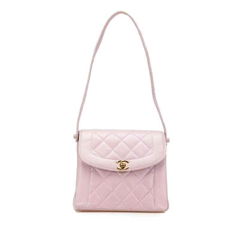 シャネル マトラッセ ダイアナ ワンショルダーバッグ ハンドバッグ パープル ラベンダー ラムスキン レディース CHANEL 【中古】