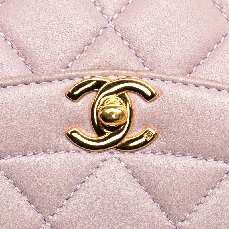 シャネル マトラッセ ダイアナ ワンショルダーバッグ ハンドバッグ パープル ラベンダー ラムスキン レディース CHANEL 【中古】