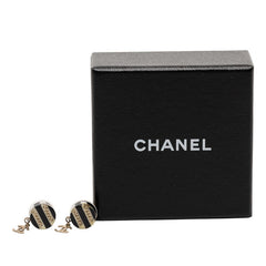 シャネル ココマーク チェーン ボーダー ピアス ゴールド ブラック メッキ プラスチック レディース CHANEL 【中古】