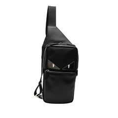 フェンディ モンスター バグズアイ ボディバッグ ショルダーバッグ 7VZ033 ブラック ナイロン レザー レディース FENDI 【中古】