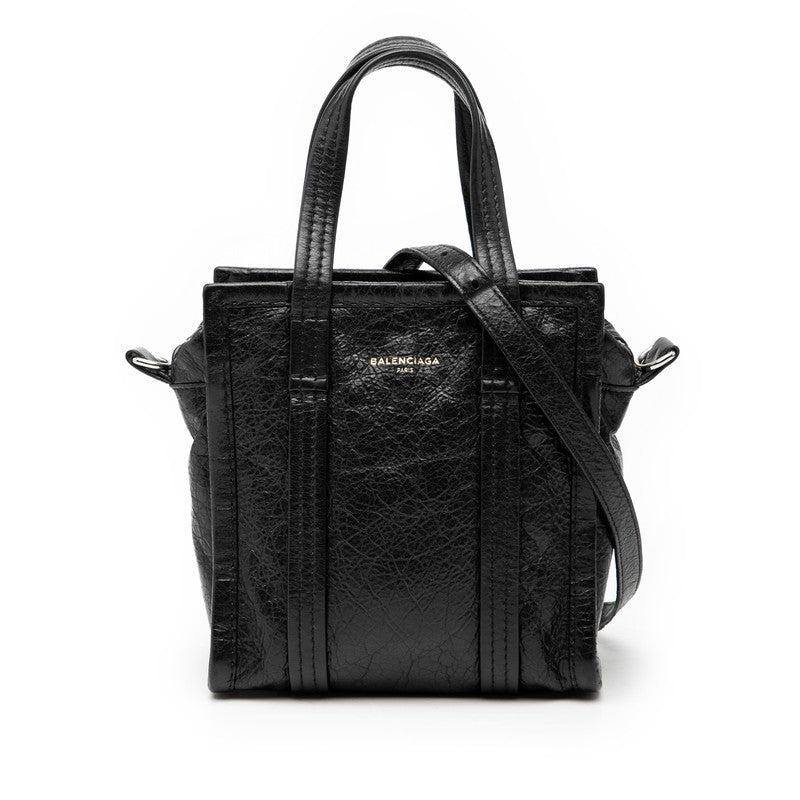 バレンシアガ バザール ショッパー XXS ハンドバッグ ショルダーバッグ 2WAY 513988 ブラック レザー レディース BALENCIAGA 【中古】