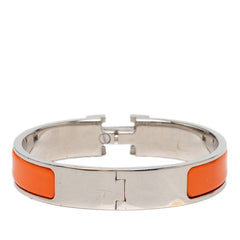 エルメス クリックH PM ブレスレット バングル シルバー オレンジ メタル エナメル レディース HERMES 【中古】
