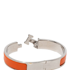 エルメス クリックH PM ブレスレット バングル シルバー オレンジ メタル エナメル レディース HERMES 【中古】