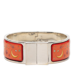 エルメス エマイユGM ロケ 七宝焼き バングル ゴールド オレンジ メッキ レディース HERMES 【中古】