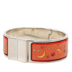 エルメス エマイユGM ロケ 七宝焼き バングル ゴールド オレンジ メッキ レディース HERMES 【中古】