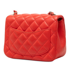 シャネル ミニ マトラッセ 17 ココマーク チェーン ショルダーバッグ レッド系 ゴールド金具 ラムスキン レディース CHANEL 中古