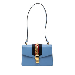 グッチ シルヴィ シェリーライン ショルダーバッグ 421882 ブルー レザー レディース GUCCI 【中古】