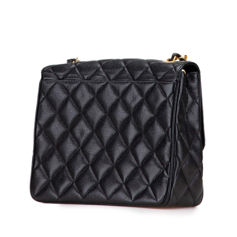 シャネル マトラッセ ココマーク チェーン ショルダーバッグ ブラック キャビアスキン レディース CHANEL 【中古】